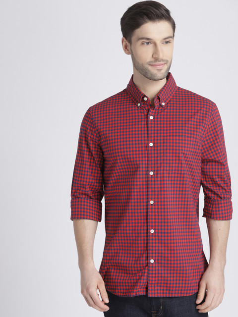 

GAP Men's Lived-In Stretch Poplin Shirt, Red