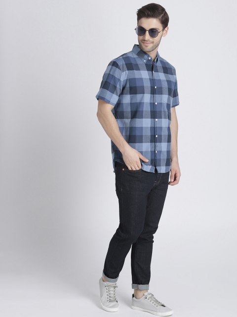 

GAP Men's Lived-In Stretch Oxford Short Sleeve Shirt, Blue