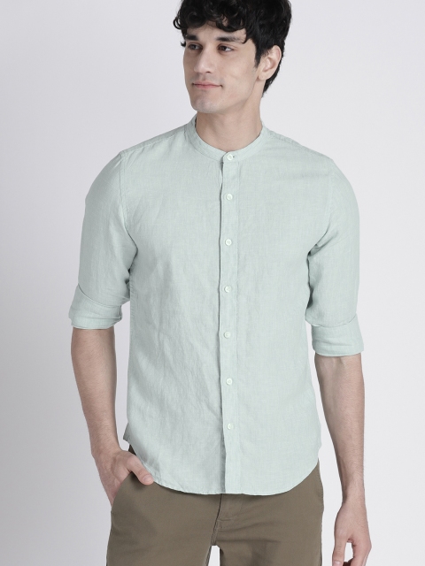 

GAP Men Sea Green Solid Linen Slim Fit Casual Shirt