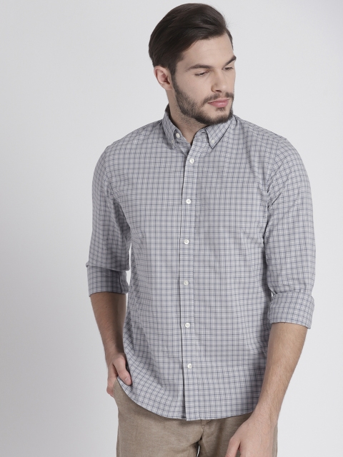 

GAP Men's Grey Checked Stretch Poplin Shirt