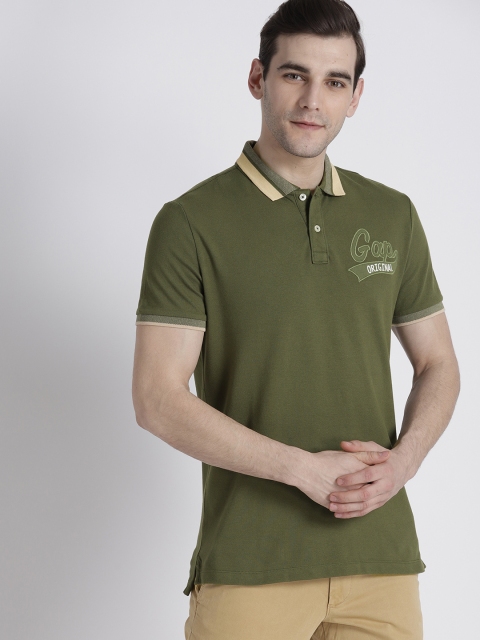 

GAP Men's Polo with Birdeye Placket Collar, Olive