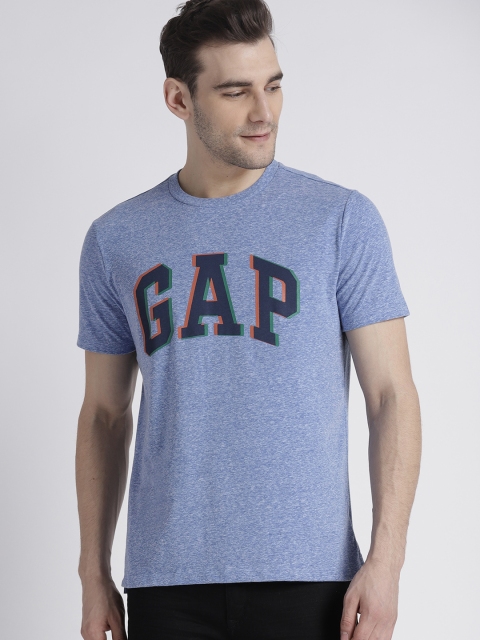 

GAP Men Blue Solid Round Neck T-shirt