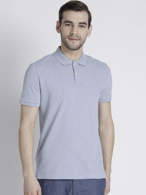 

GAP Men's Short Sleeve Stripe Logo Polo T-shirt, Blue