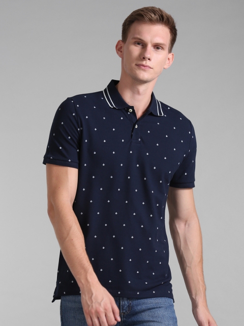 

GAP Men Navy Blue Printed Polo Collar T-shirt