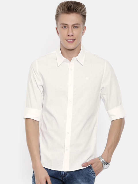 

Calvin Klein Jeans Men White Slim Fit Solid Casual Shirt