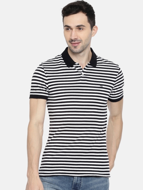 

Calvin Klein Jeans Men Black & White Striped Polo Collar T-shirt