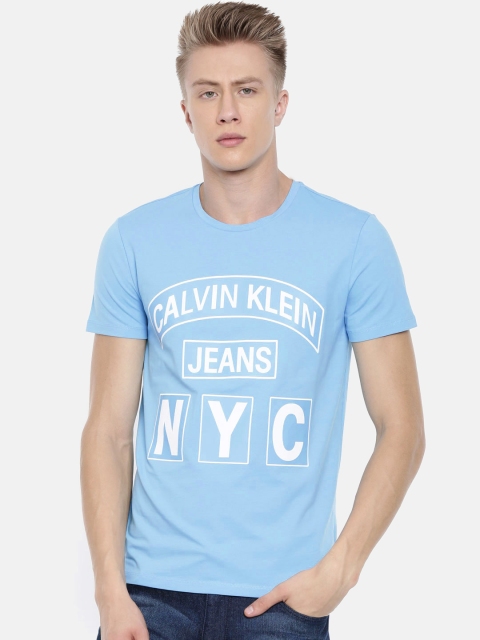 

Calvin Klein Jeans Men Blue Slim Fit Printed Round Neck T-shirt