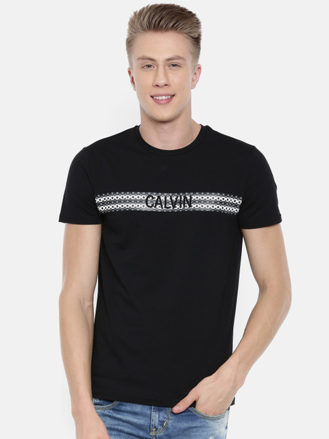 

Calvin Klein Jeans Men Black Printed Slim Fit Round Neck T-shirt