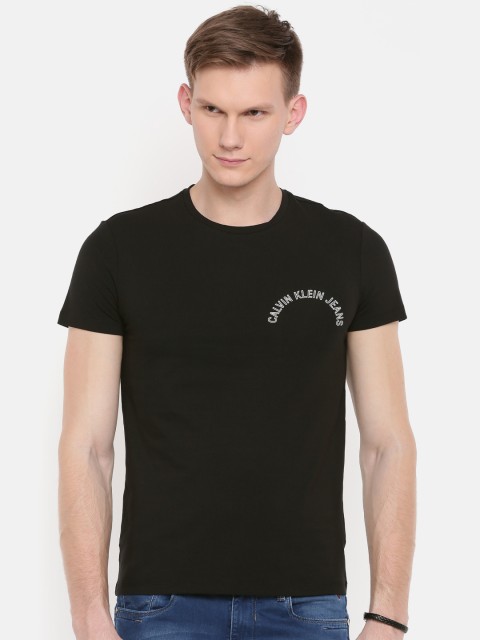 

Calvin Klein Jeans Men Black Solid Round Neck T-shirt