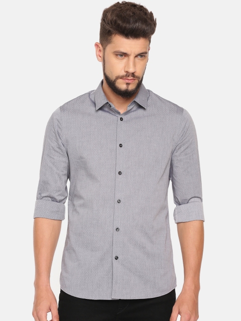 

Calvin Klein Jeans Men Grey & Black Slim Fit Self Design Casual Shirt