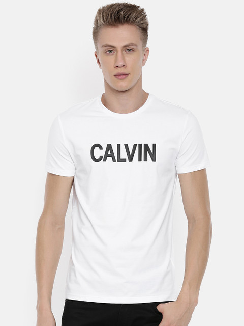 

Calvin Klein Jeans Men White Printed Slim Fit Round Neck T-shirt