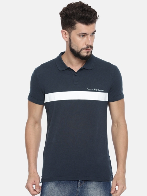 

Calvin Klein Jeans Men Navy Blue Solid Polo Collar T-shirt