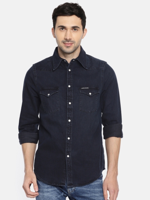 

Calvin Klein Jeans Men Navy Blue Regular Fit Solid Casual Shirt