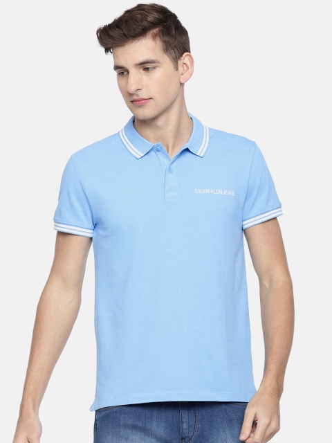 

Calvin Klein Jeans Men Blue Solid Polo Collar T-shirt