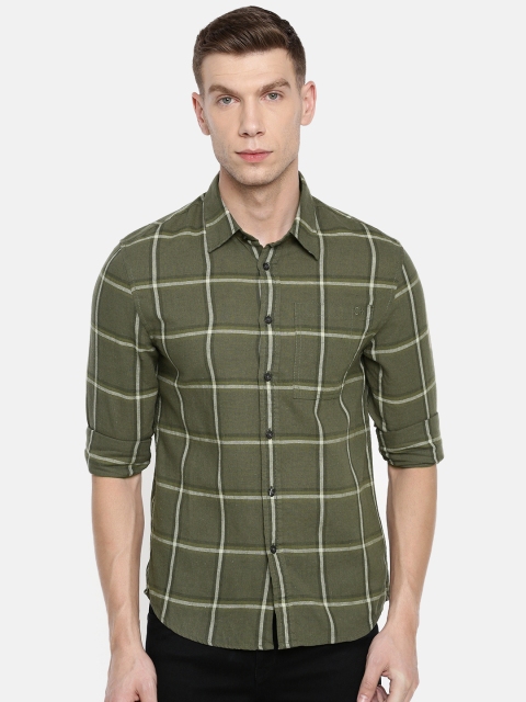 

Calvin Klein Jeans Men Olive Green Regular Fit Checked Casual Shirt