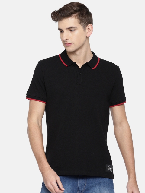 

Calvin Klein Jeans Men Black Solid Polo T-shirt