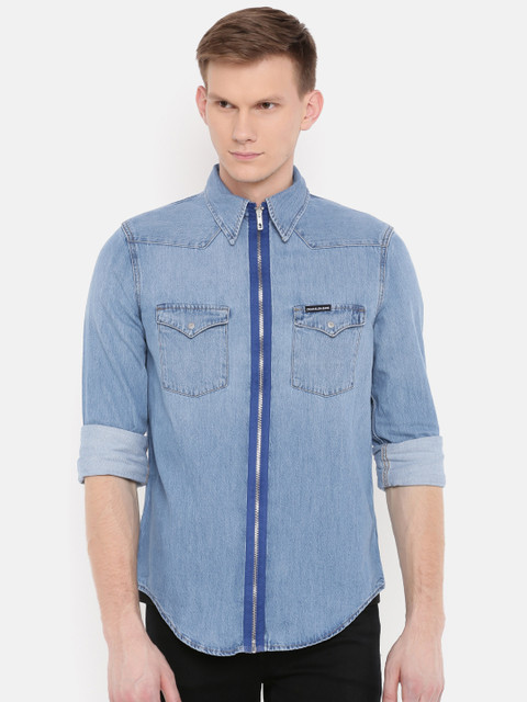 

Calvin Klein Jeans Men Blue Regular Fit Solid Casual Shirt