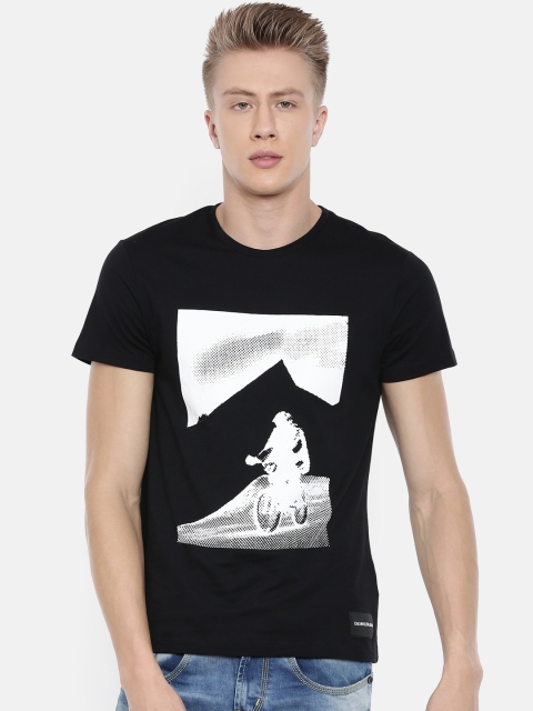 

Calvin Klein Jeans Men Black Slim Fit Printed Round Neck T-shirt