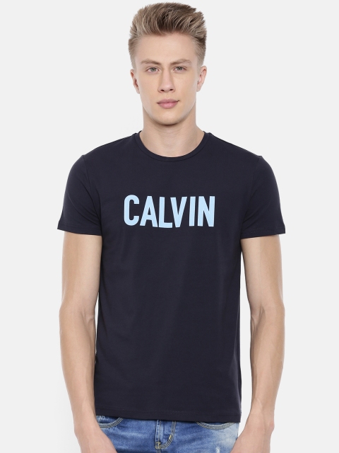 

Calvin Klein Jeans Men Navy Blue Printed Slim Fit Round Neck T-shirt