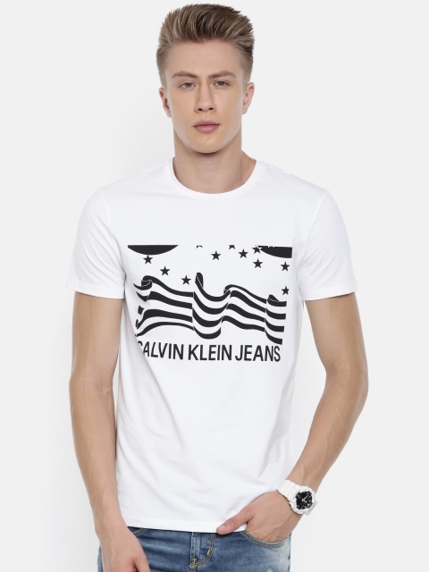 

Calvin Klein Jeans Men White Printed Round Neck T-shirt