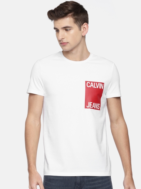 

Calvin Klein Jeans Men White Printed Round Neck T-shirt