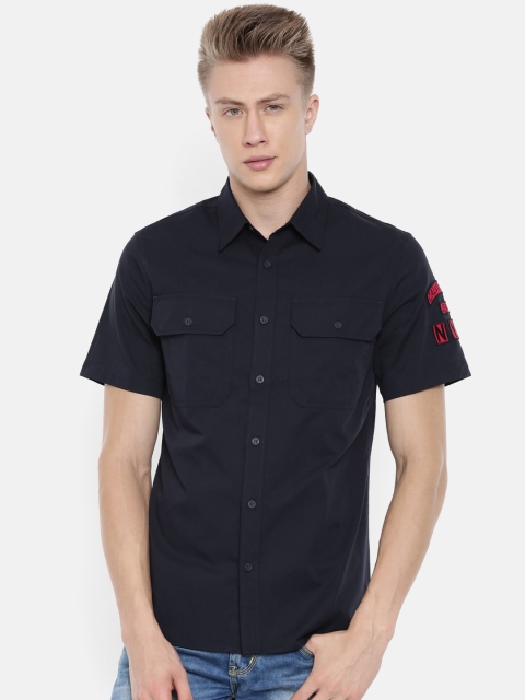 

Calvin Klein Jeans Men Navy Regular Fit Solid Casual Shirt, Navy blue