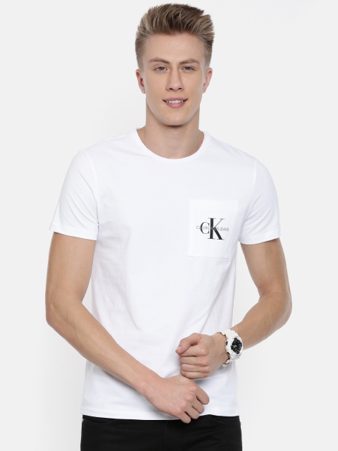 

Calvin Klein Jeans Men White Solid Round Neck T-shirt