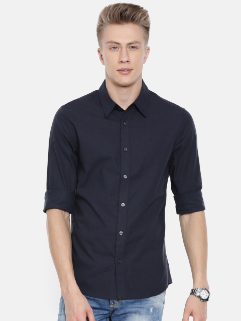 

Calvin Klein Jeans Men Navy Slim Fit Solid Casual Shirt, Navy blue