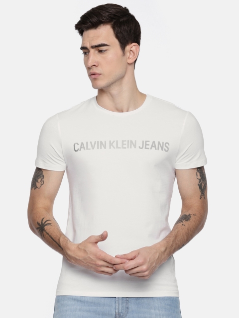 

Calvin Klein Jeans Men White Printed Round Neck T-shirt
