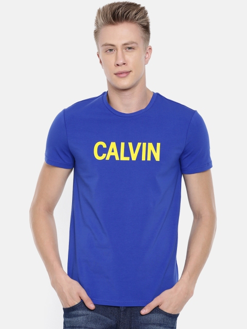 

Calvin Klein Jeans Men Blue Printed Slim Fit Round Neck T-shirt