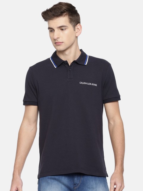 

Calvin Klein Jeans Men Navy Blue Solid Polo T-shirt
