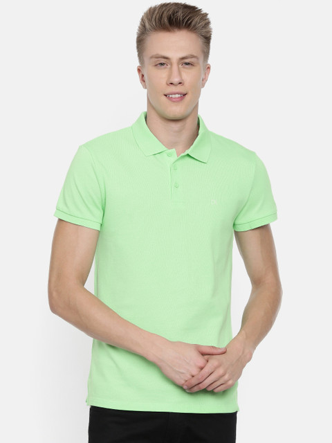 

Calvin Klein Jeans Men Green Solid Polo Collar T-shirt
