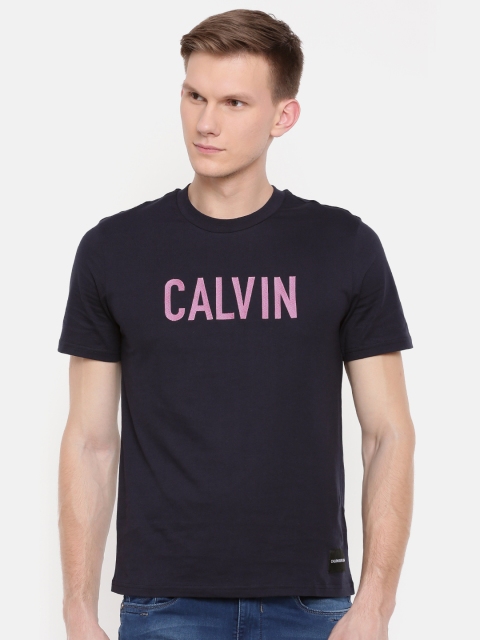 

Calvin Klein Jeans Men Navy Blue Solid Round Neck T-shirt
