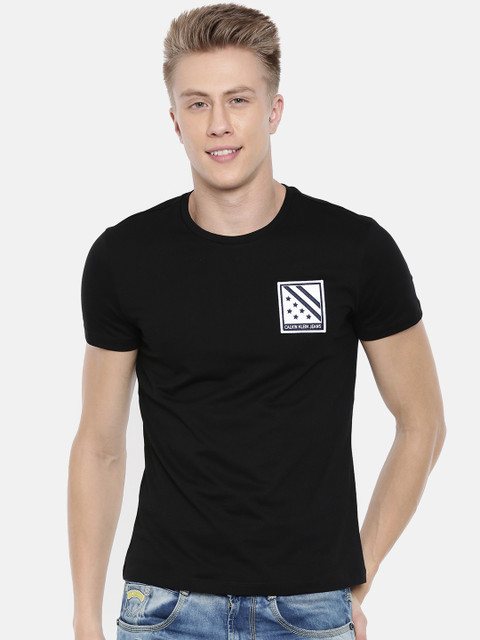 

Calvin Klein Jeans Men Black Solid Round Neck T-shirt
