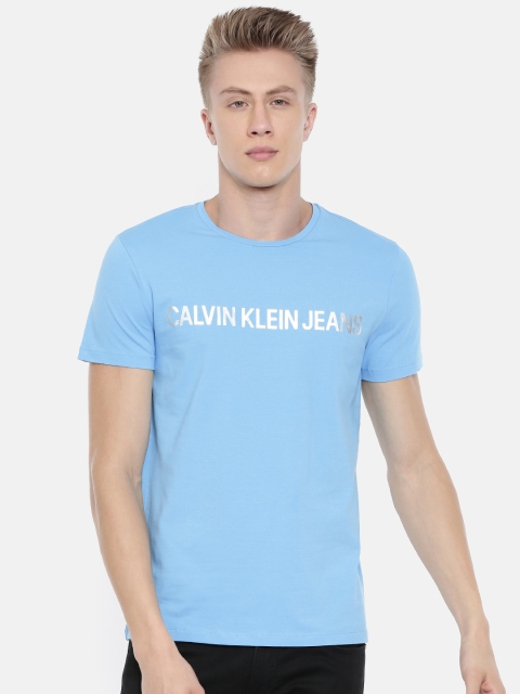 

Calvin Klein Jeans Men Blue Printed Round Neck T-shirt