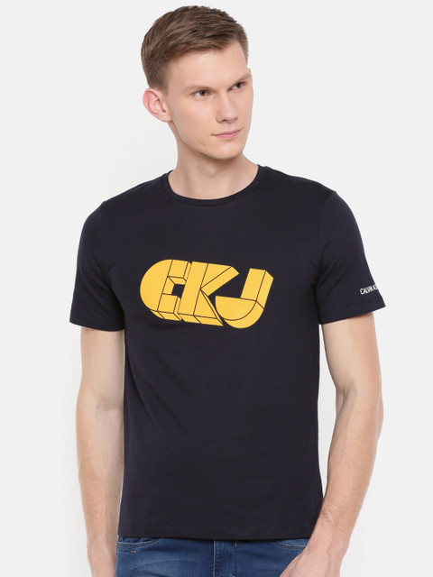 

Calvin Klein Jeans Men Navy Blue Printed Round Neck T-shirt