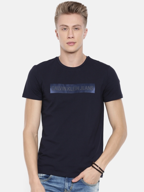 

Calvin Klein Jeans Men Navy Blue Printed Slim Fit Round Neck T-shirt