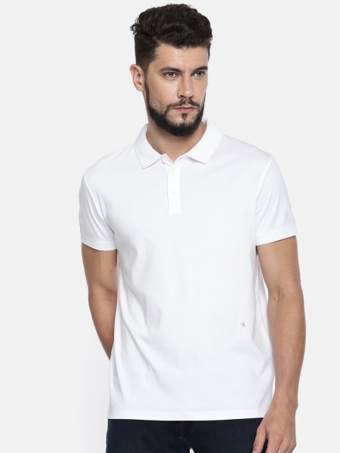 

Calvin Klein Jeans Men White Solid Polo Collar T-shirt