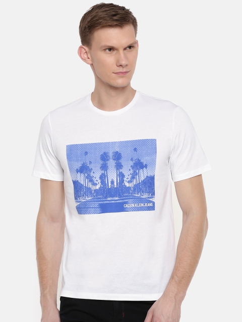 

Calvin Klein Jeans Men White Printed Round Neck T-shirt