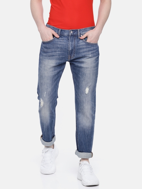 

Calvin Klein Jeans Men Blue Tapered Fit Mid-Rise Mildly Distressed Stretchable Jeans