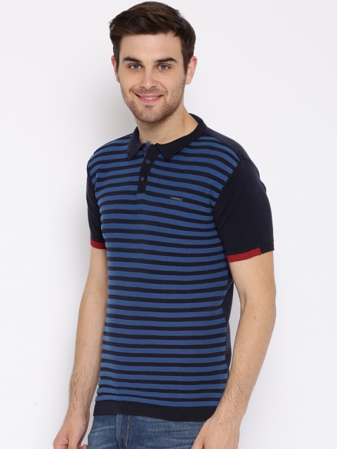 

HARVARD Navy Striped Supersoft Polo T-shirt, Navy blue