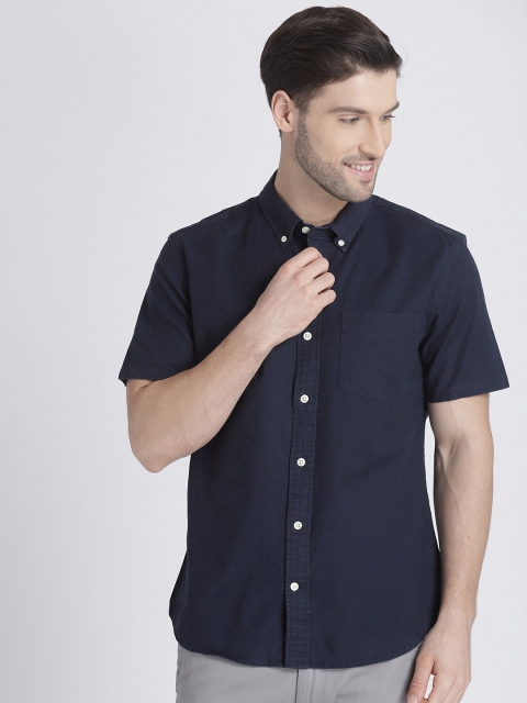 

GAP Men Lived-In Stretch Oxford Short Sleeve Shirt, Navy blue