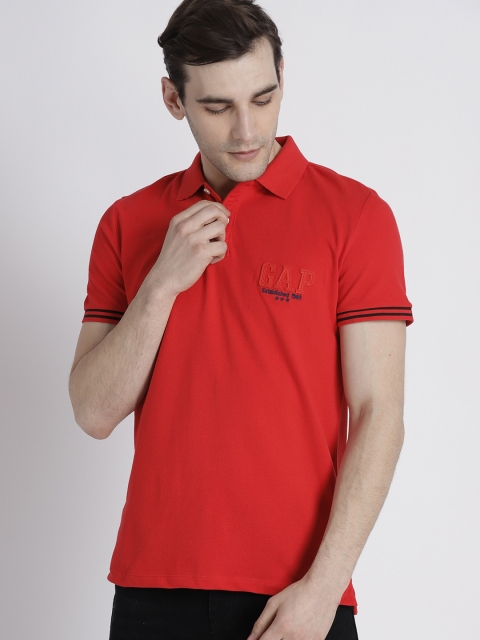 

GAP Men's Short Sleeve Stripe Logo Polo T-shirt, Red