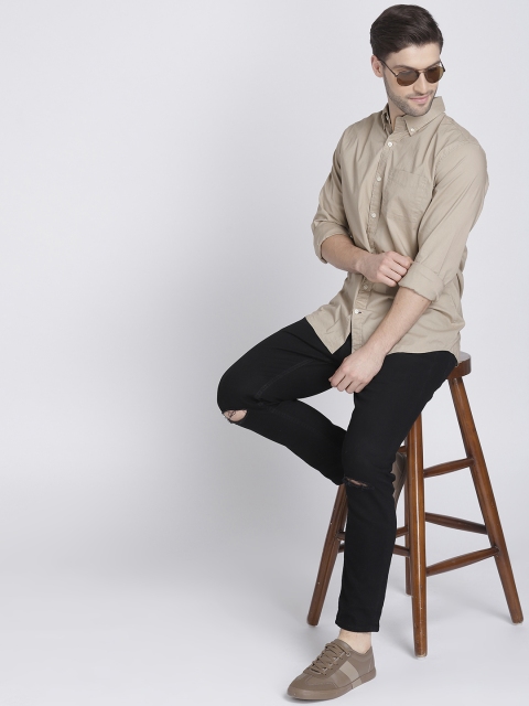 

GAP Men's Lived-In Stretch Poplin Shirt, Beige