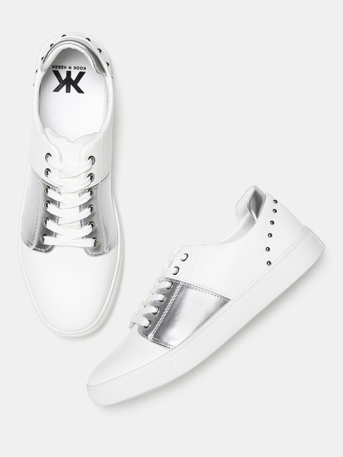 

Kook N Keech Women White & Silver-Toned Colourblocked Sneakers