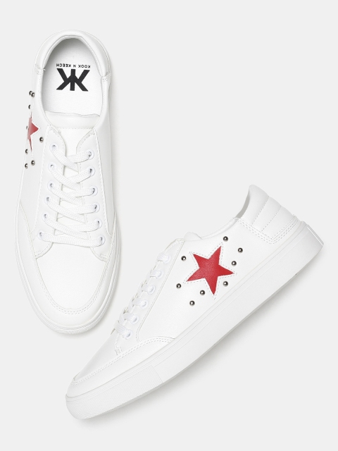 

Kook N Keech Women White Printed Sneakers