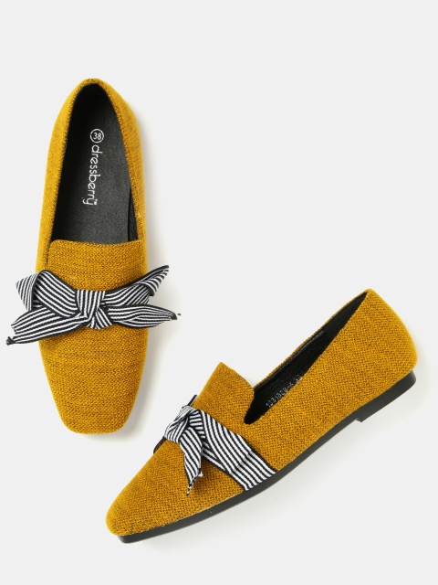 

DressBerry Women Mustard Yellow Solid Ballerinas