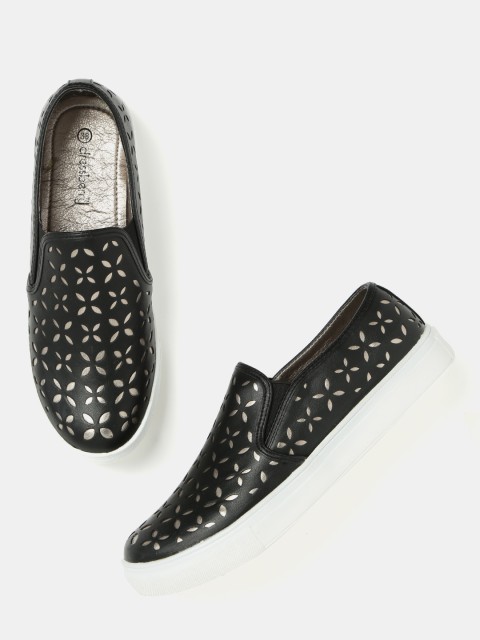 

DressBerry Women Black Cut-Out Slip-Ons