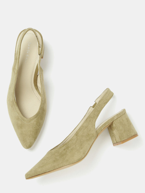 

Mast & Harbour Women Olive Green Solid Pumps