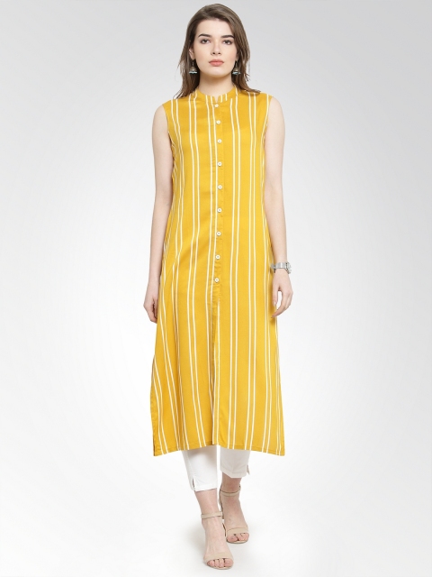

Jompers Women Yellow & White Printed Kurta with Trousers